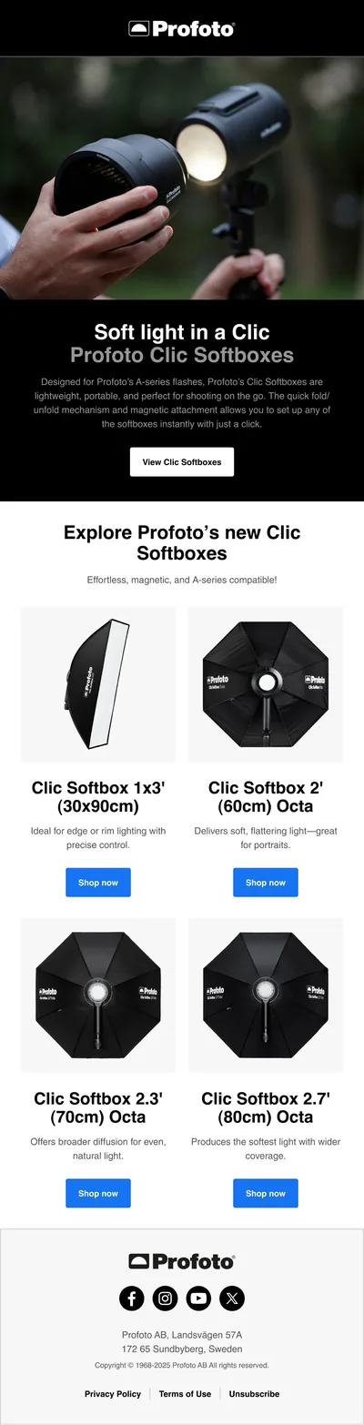 Profoto cross-sell automation email design