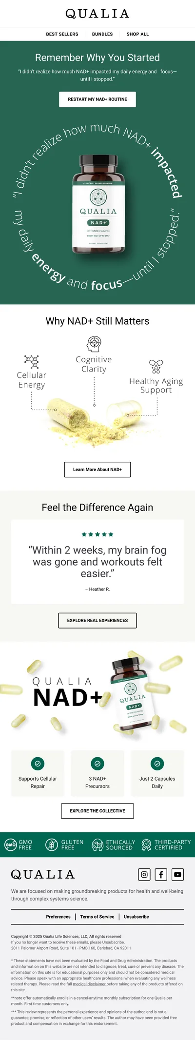 Qualia NAD+ email design