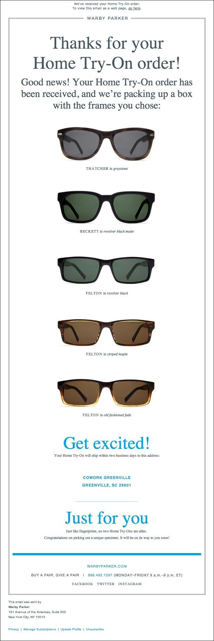 Warby Parker klaviyo email flow example