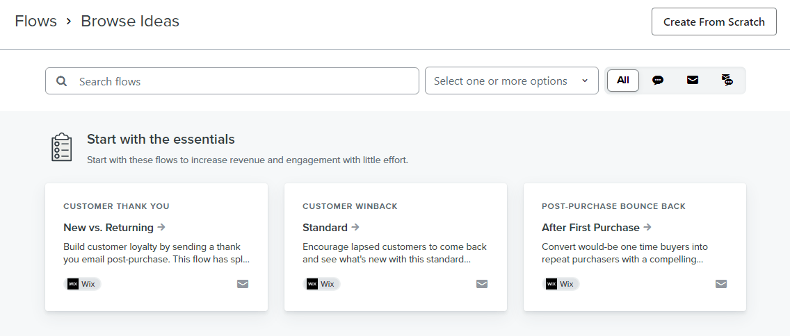 browse more email flows in klaviyo