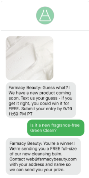 Farmacy Beauty sms example