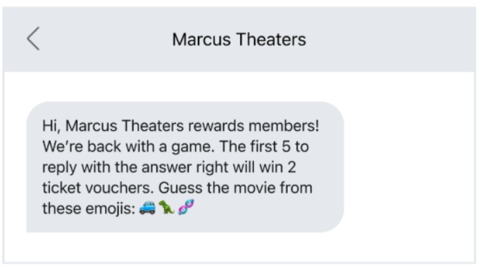Marcus Theaters sms example