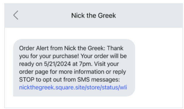 Nick the Greek sms example