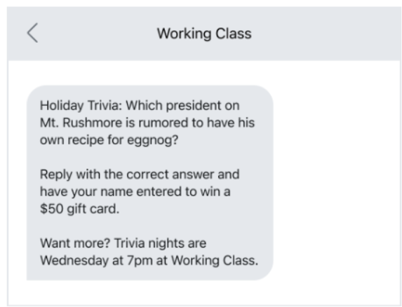 Working class sms example