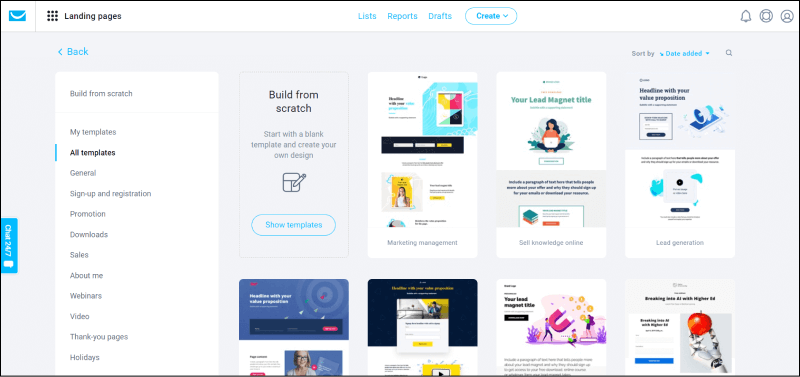 Getresponse landing page