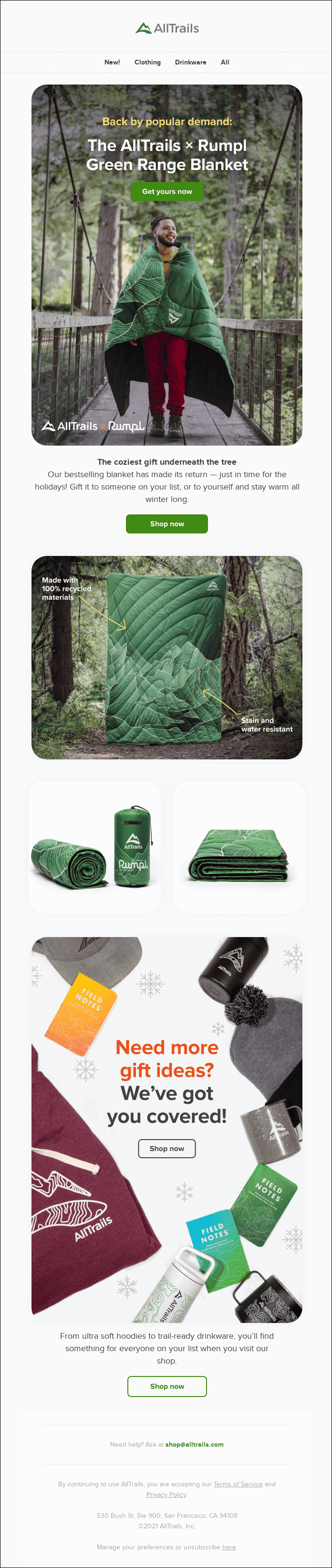 Alltrails Promoted In Stock Items As Gifts.