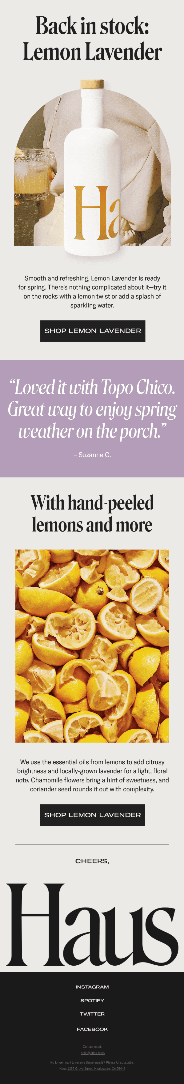 Back In Stock Email Example from Haus