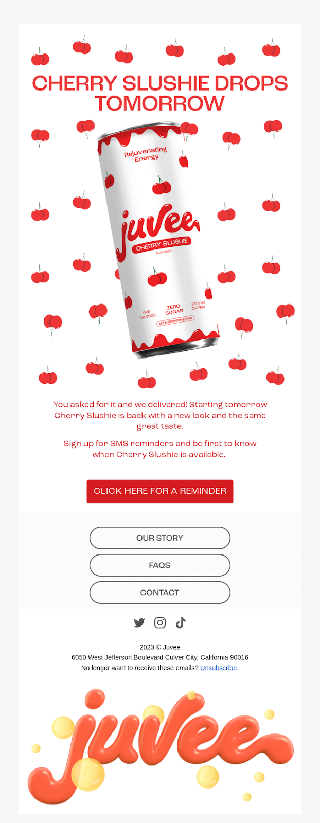 Juvee The Makeover Reveal email example