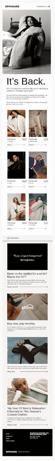 OFFHOURS back in stock template