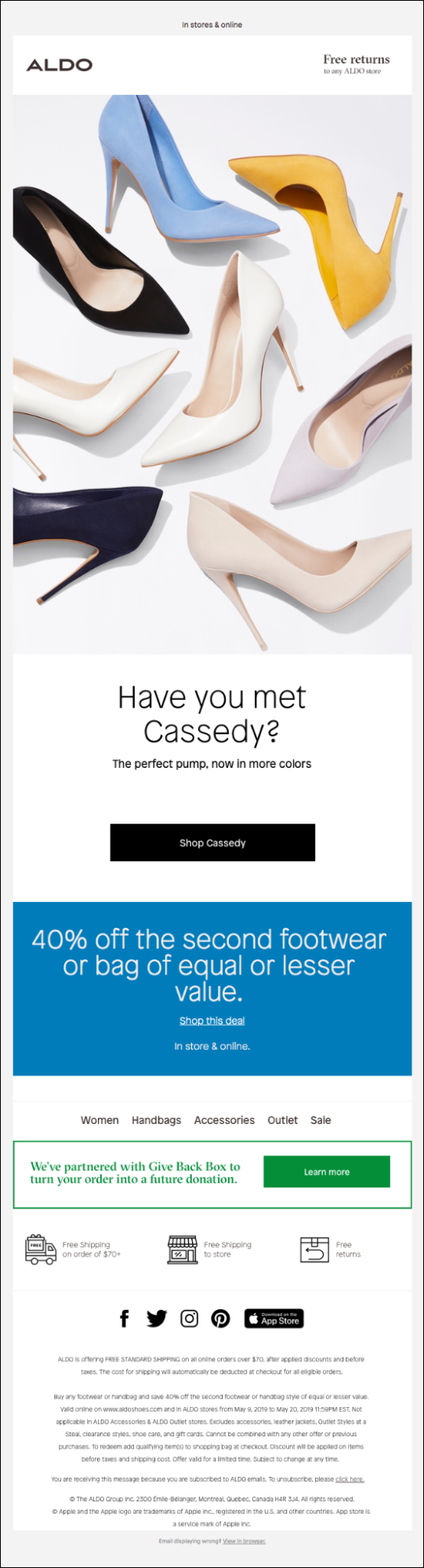 Aldo Retail email example
