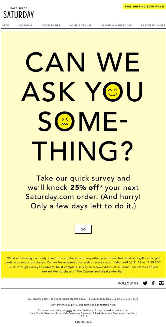 Customer feedback re-engagement email example