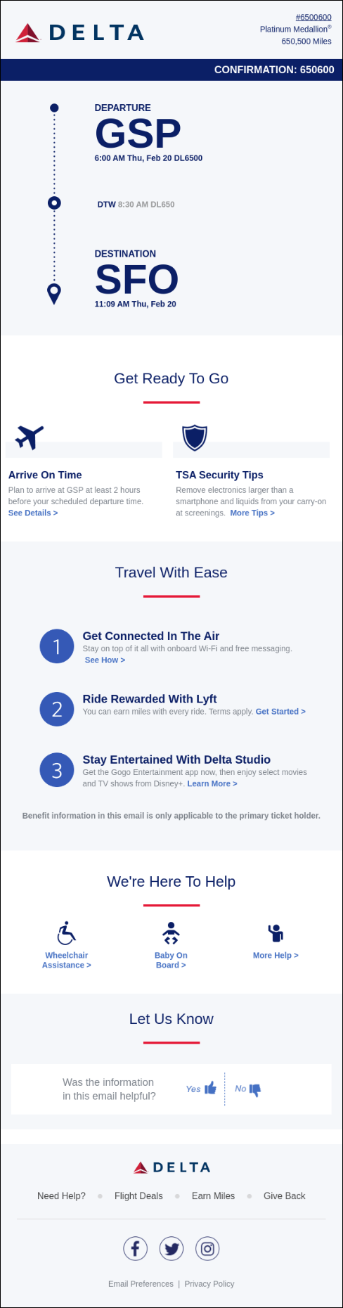 Delta emails