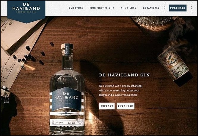 Ecommerce Landing Page - De Havilland Gin