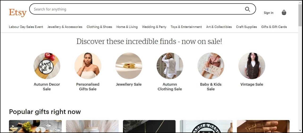 Ecommerce Landing Page - Etsy