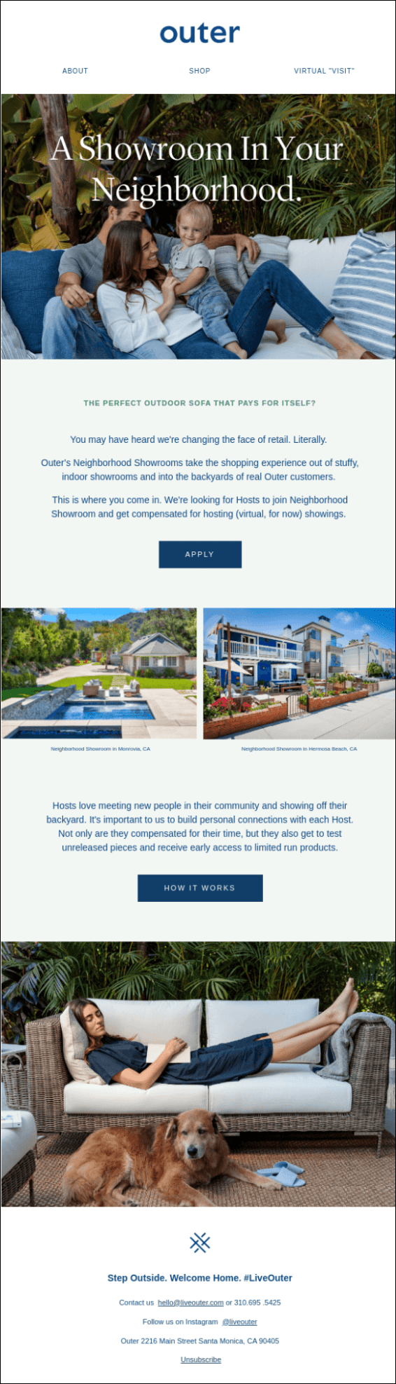 Outer furniture retail emails