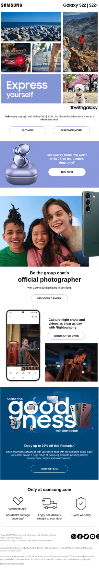 Samsung retail email example