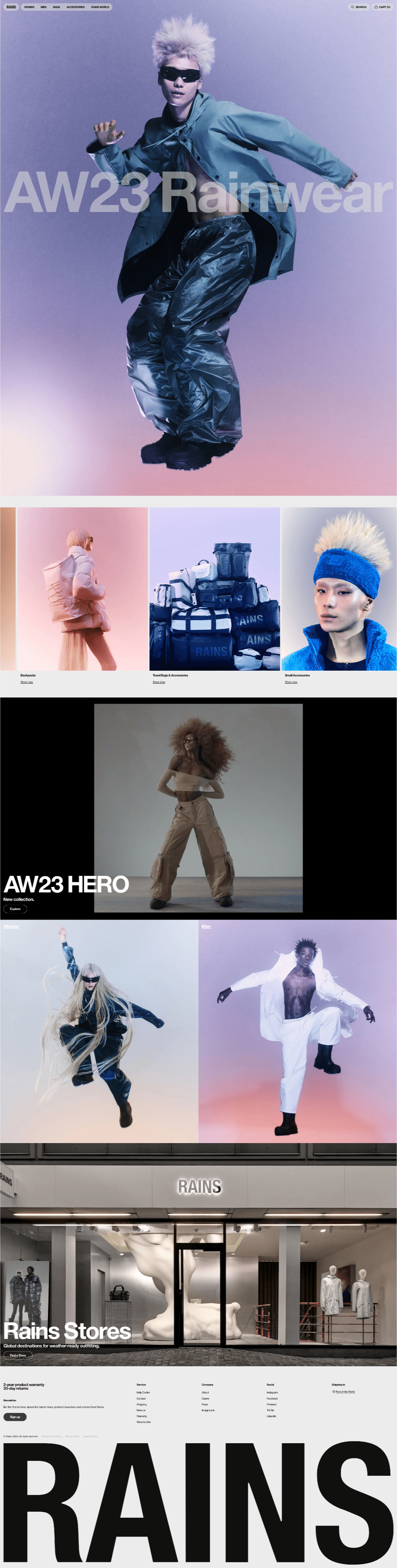 ecommerce landing page - Rains