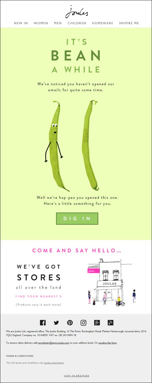 re-engagement email from Joules