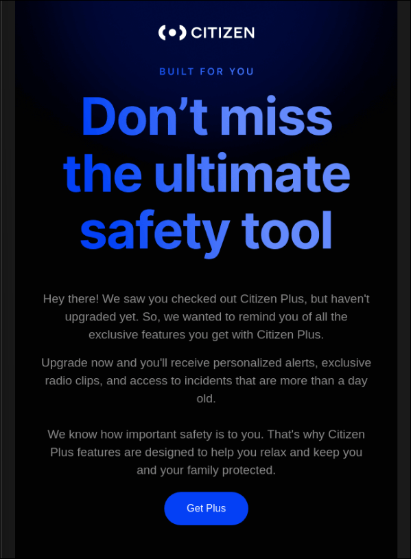 Citizen FOMO onboarding email example