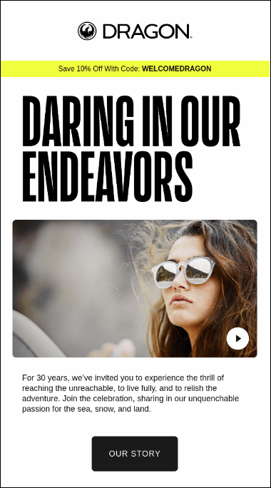 Dragon Alliance Introduce Yourself onboarding email example