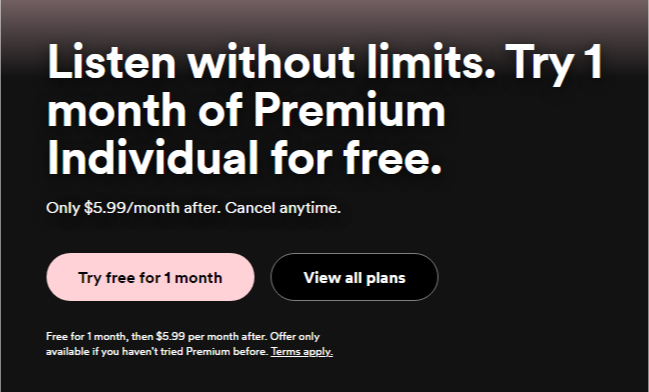 Time based trial example by spotify