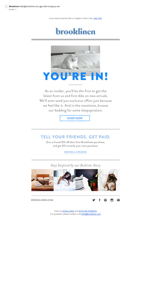 Ecommerce email ideas from Brooklinen