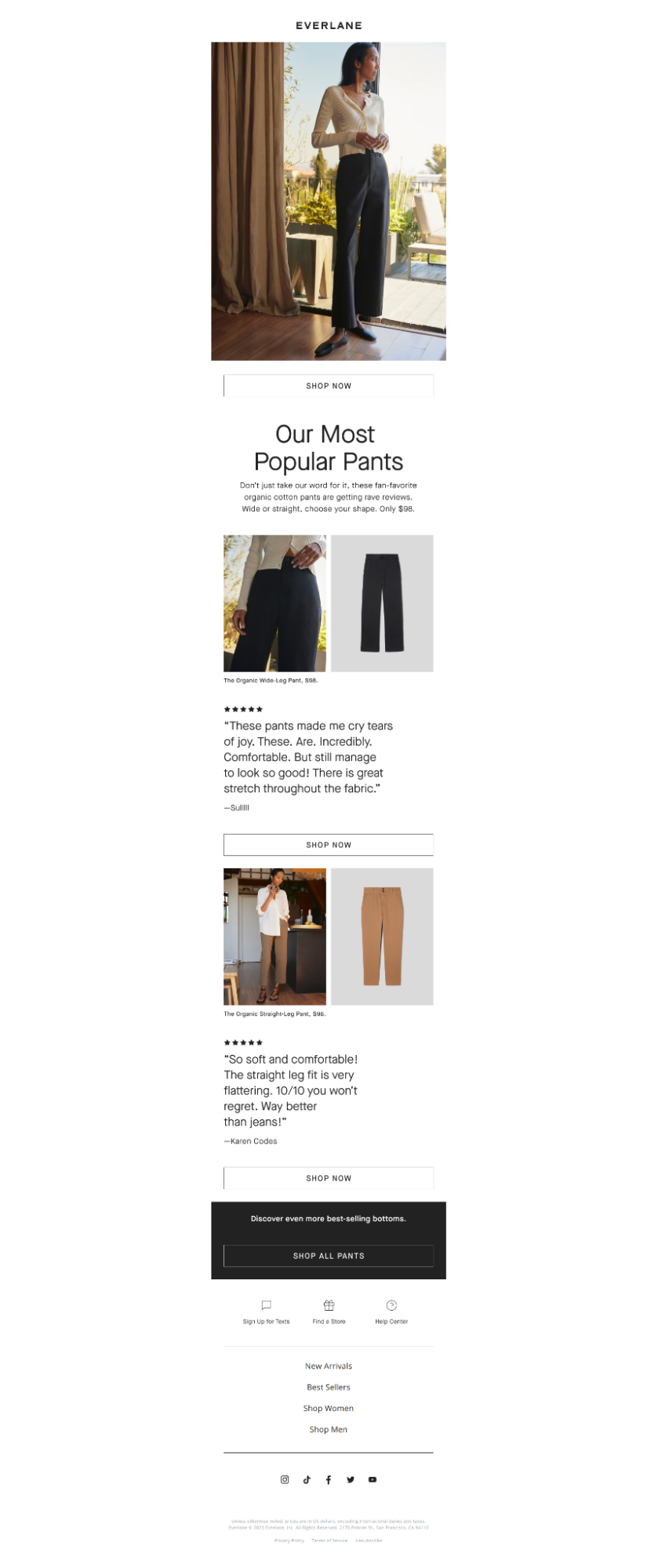 Everlane's approach to promotional ecommerce emails