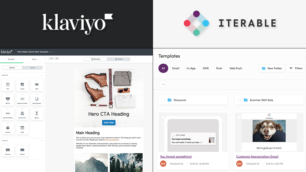 who has better email design either klaviyo or iterbale?