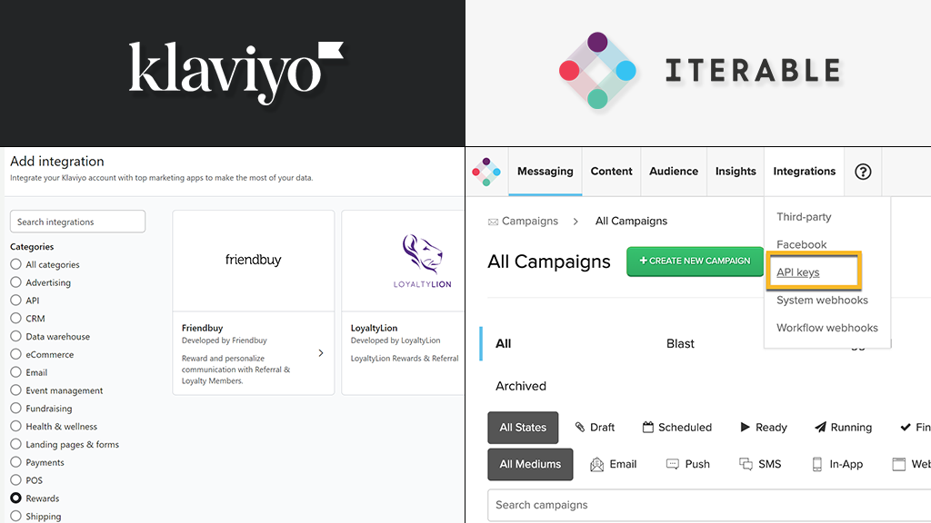 klaviyo integrations vs iterable integrations