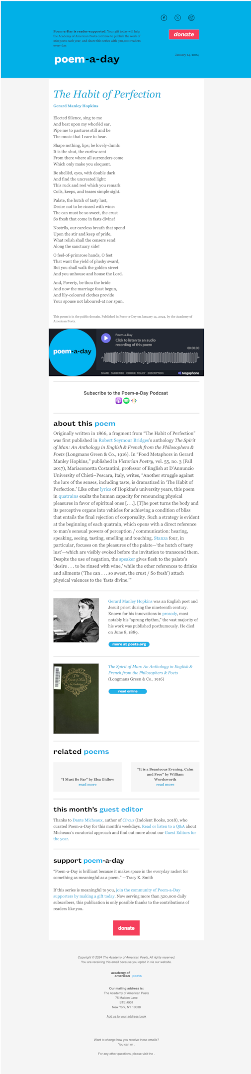 Academy of American Poets a seasonal content newsletter