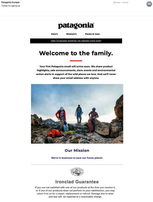 Patagonia email sample