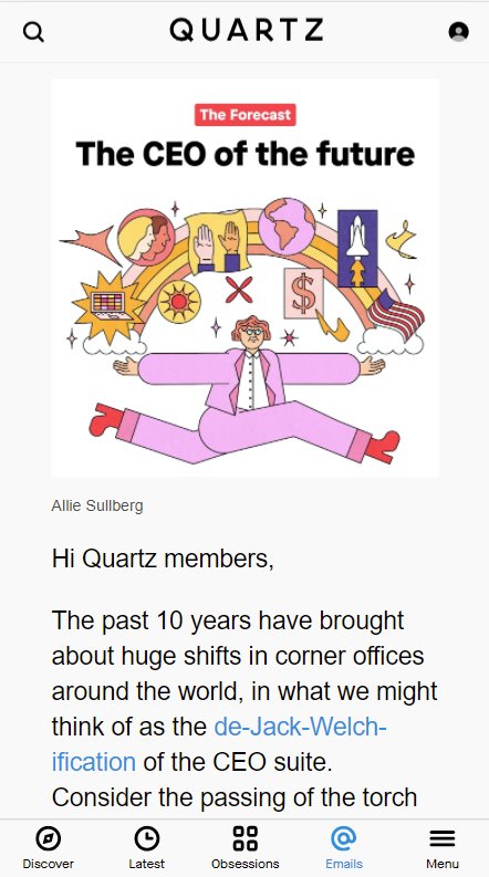 Quartz Daily Brief a financial newsletter example