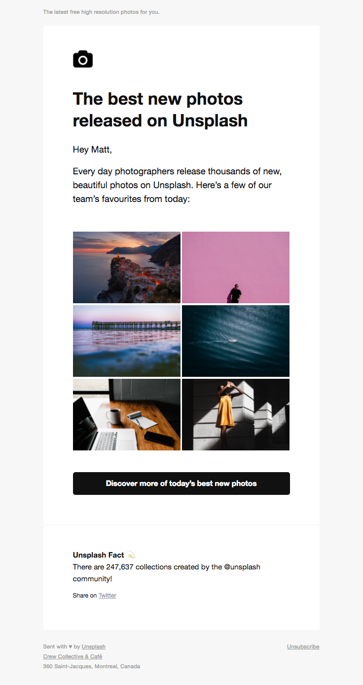 Unsplash newslteer to thrive community