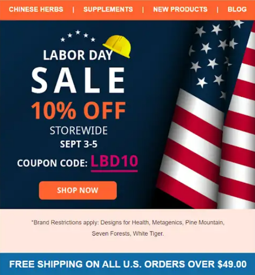 Upcoming Labor Day Sale Example
