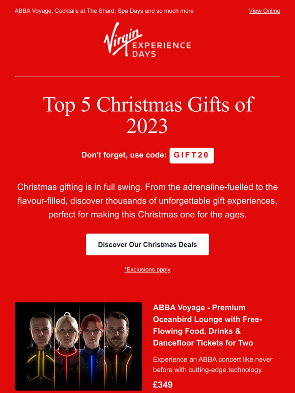 Virgin Experience Days newsletter