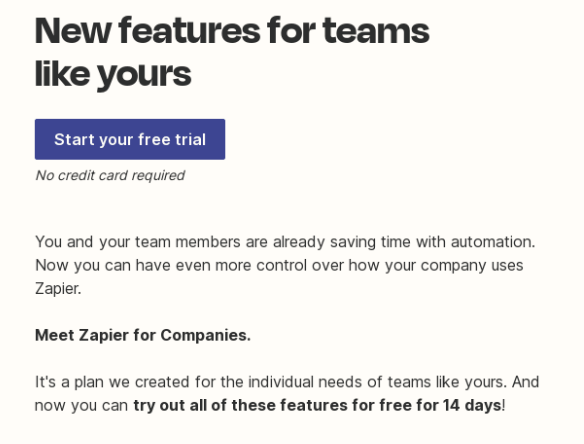 cross-selling email that recommends complementary services