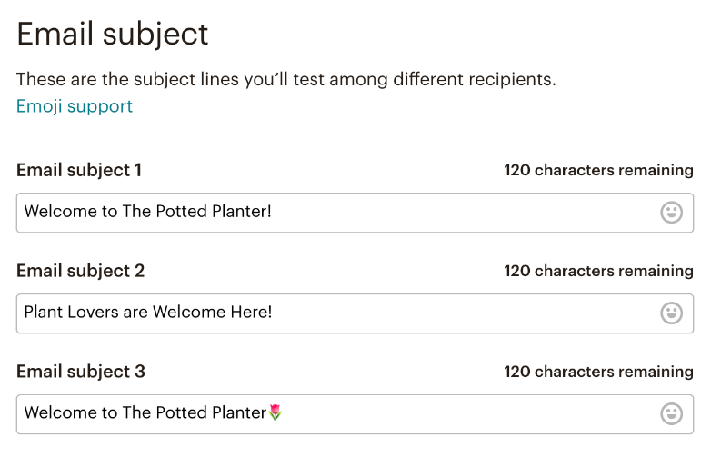 different subject lines testing