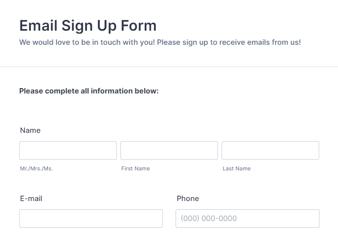 email signup form