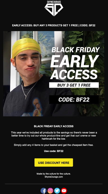 Black Friday early access offer by Shyne