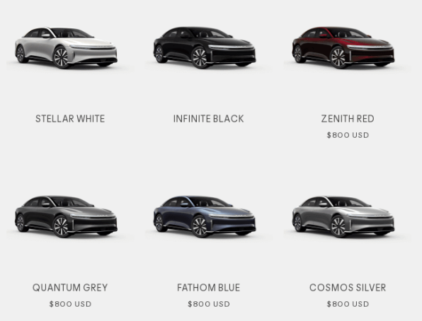 different color options in automotive email example