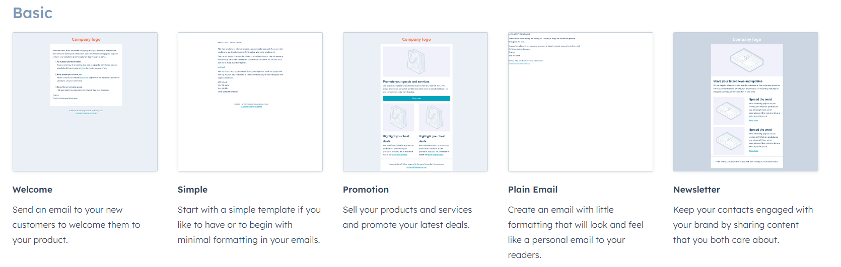 hubspot's pre-built templates