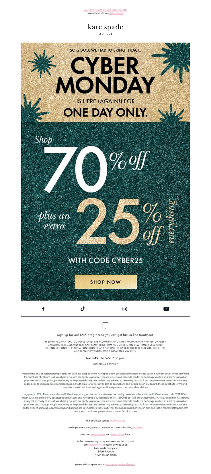 kate spade 70 offer