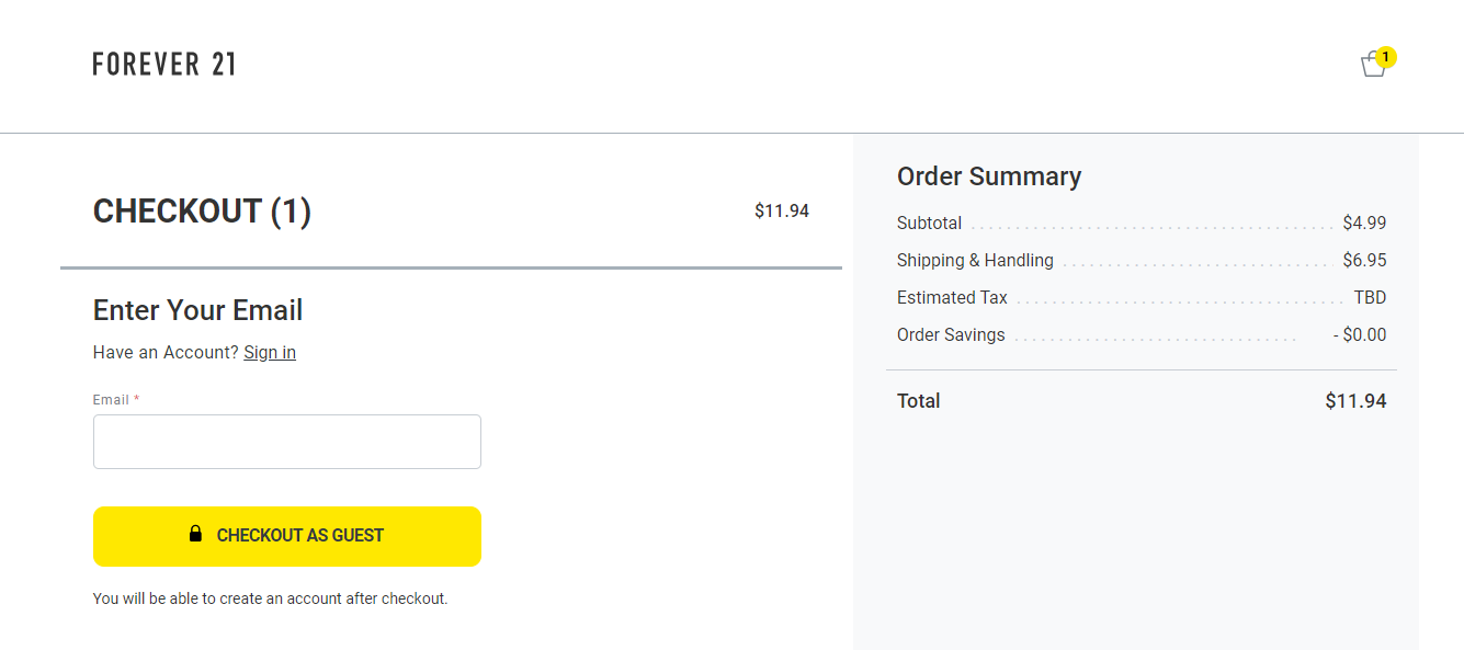 check out emails from Forever 21