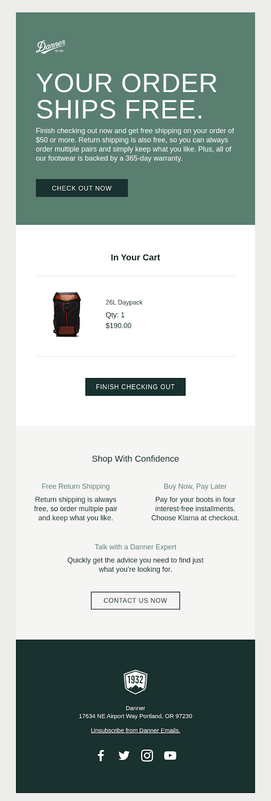 follow up email from danner