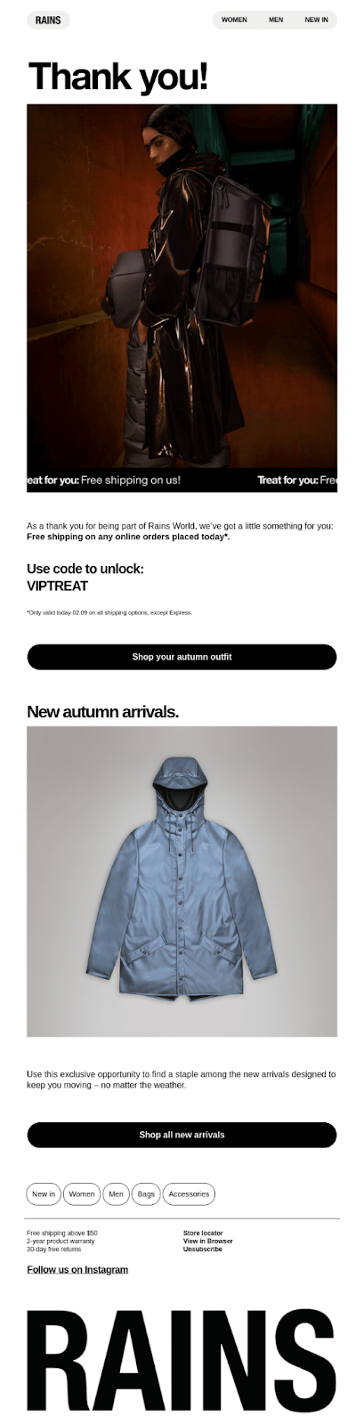 segment email from rains