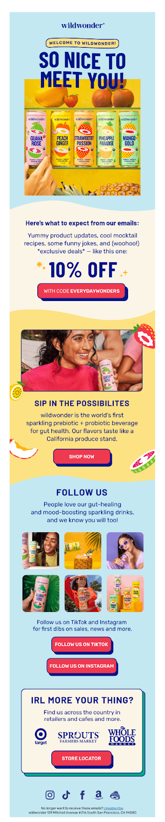 welcome email from wild wonder