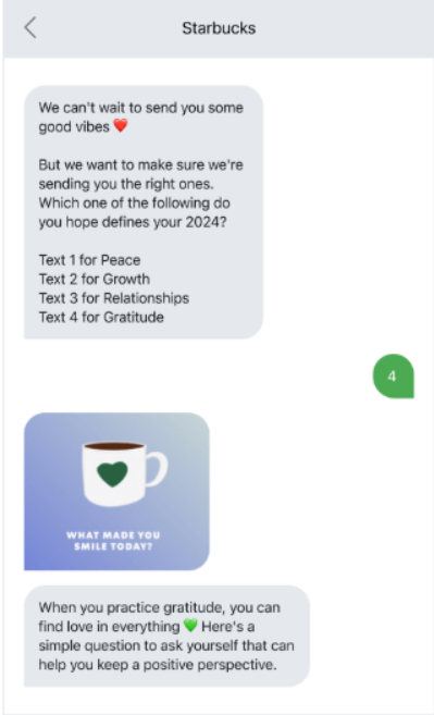 Starbucks sms example