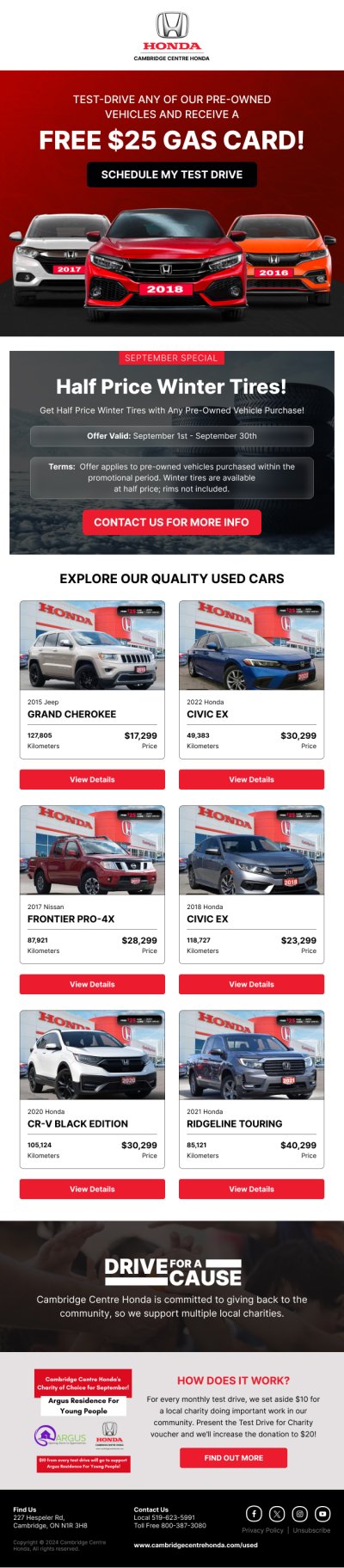 Cambridge Center Honda – Free $25 gas card