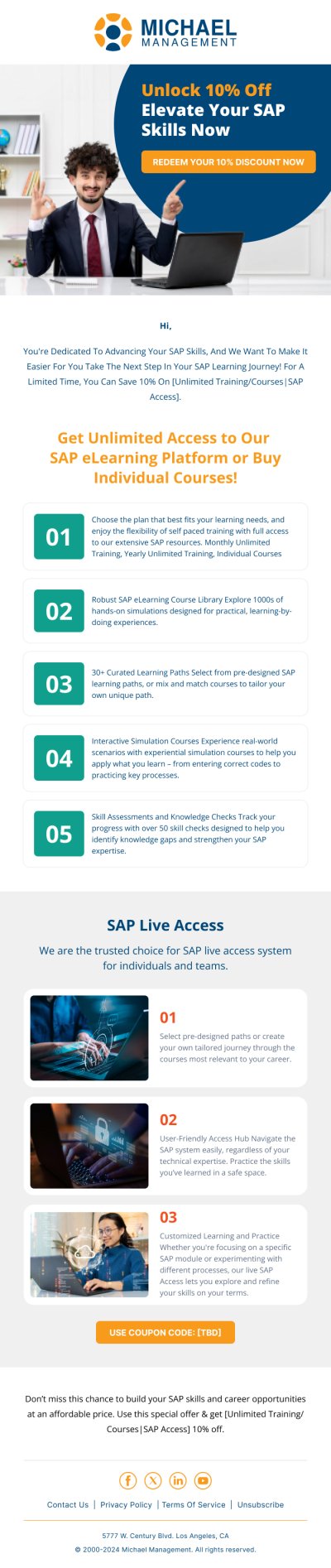 Michael Management – Unlock 10% off elevate your SAP skills now