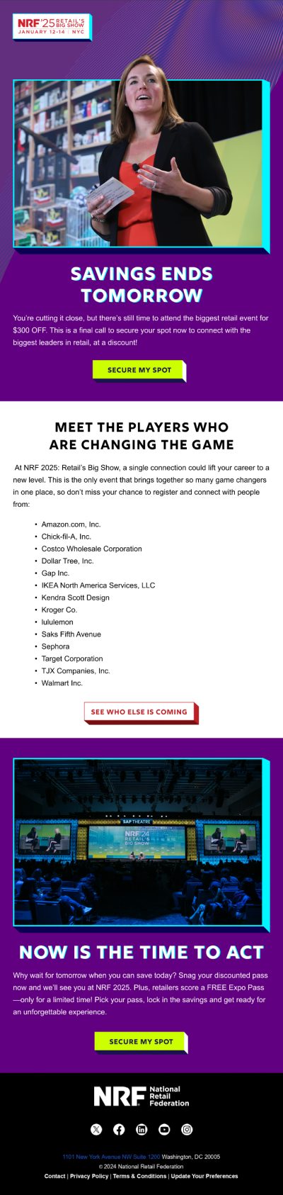 NRF – Savings ends tomorrow